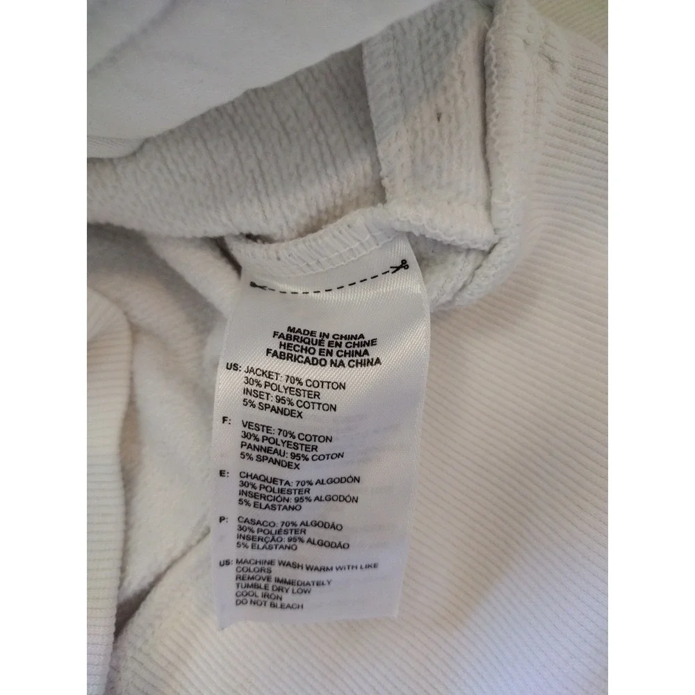 Adidas Athletic Sweatshirt Womans Medium White Full‎ Zip Long Sleeves Mock Neck